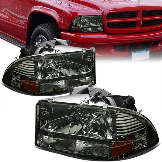 FAROS 97-04 DODGE DURANGO 2/4 DOOR - 1PC - SMOKE HOUSING / AMBER CORNER - 9007 LOW BEAM / HIGH BEAM