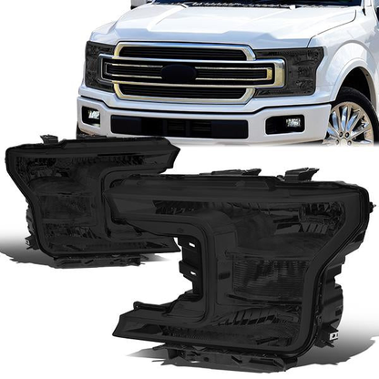 FAROS 18-19 FORD F-150 - FITS MODELS W/ HALOGEN HEADLIGHTS ONLY - H11 LOW BEAM / 9005 HIGH BEAM / 7444NA TURN SIGNAL - SMOKE HOUSING / CLEAR CORNER
