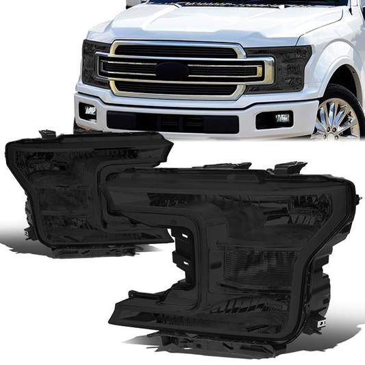 FAROS 18-19 FORD F-150 - FITS MODELS W/ HALOGEN HEADLIGHTS ONLY - H11 LOW BEAM / 9005 HIGH BEAM / 7444NA TURN SIGNAL - SMOKE HOUSING / CLEAR CORNER