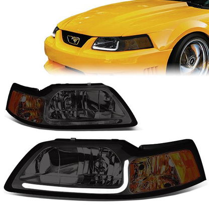 FAROS 99-04 FORD MUSTANG - LED DRL - SMOKE HOUSING / AMBER CORNER - 9007 LOW / HIGH BEAM