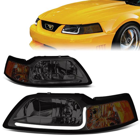 FAROS 99-04 FORD MUSTANG - LED DRL - SMOKE HOUSING / AMBER CORNER - 9007 LOW / HIGH BEAM