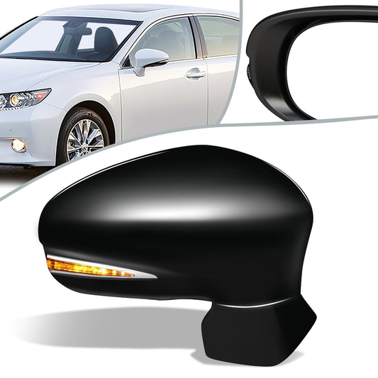 RETROVISOR MIRROR - OEM - 13-15 LEXUS ES350, ES300H - POWERED - HEATED - W/ SIGNAL LIGHT - W/ PUDDLE LIGHT - FOLDING - BLACK MATERIAL - RIGHT