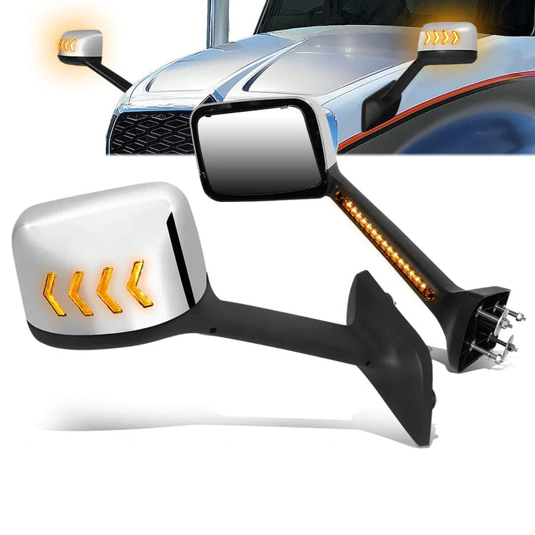 RETROVISOR HOOD MIRROR - 18-22 INTERNATIONAL HARVESTER MV MV607 / 18-22 INTERNATIONAL HARVESTER RH613 / 18-22 INTERNATIONAL HARVESTER HV HV507 HV513 HV607 HV613 / 18-22 INTERNATIONAL HARVESTER LT LT625 - MARKER & TURN SIGNAL LIGHTS NEED TO BE WIRED INTO