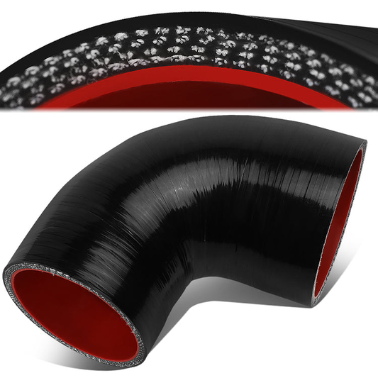 COPLE DE SILICON 3-PLY - 2.75" TO 3.00" REDUCER W/ 90 DEGREE - BLACK / RED - RM4-1 / RM4-3