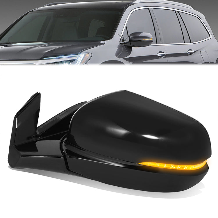 RETROVISOR MIRROR - OE STYLE - HONDA PILOT 17-18 - WITH POWER WITH HEATED WITH SIGNAL WITH MEMORY WITH CAMERA - AWD - DRIVER SIDE - PAINT TO MATCH - BLACK