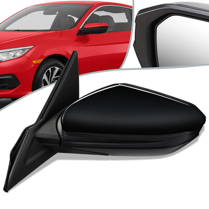 RETROVISOR MIRROR - OEM - 16-18 HONDA CIVIC 2/4-DR - POWERED - FOLDING - BLACK MATERIAL - LEFT