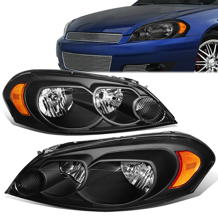 FAROS 06-13 CHEVY IMPALA / 14-16 CHEVY IMPALA LIMITED / 06-07 CHEVY MONTE CARLO 2/4-DOOR - BLACK HOUSING / AMBER CORNER - H11 LOW BEAM / H9 HIGH BEAM