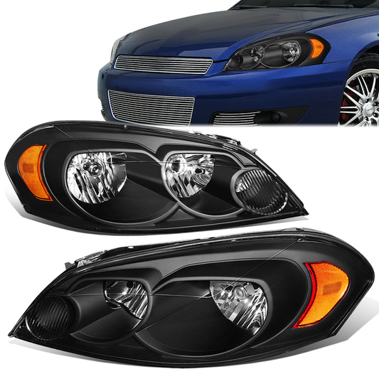 FAROS 06-13 CHEVY IMPALA / 14-16 CHEVY IMPALA LIMITED / 06-07 CHEVY MONTE CARLO 2/4-DOOR - BLACK HOUSING / AMBER CORNER - H11 LOW BEAM / H9 HIGH BEAM