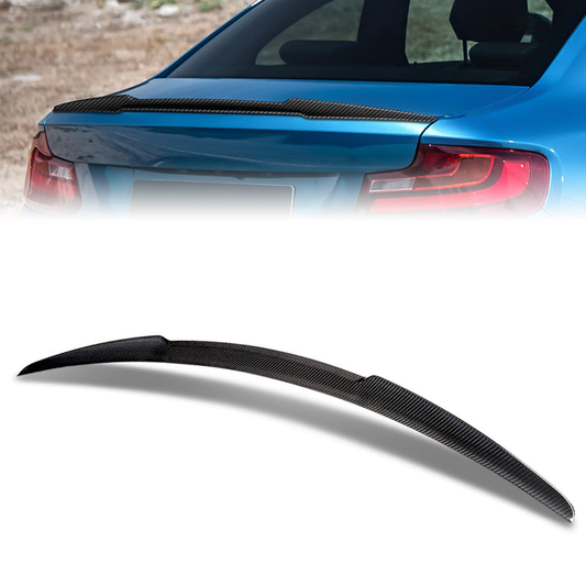 SPOILER CAR TRUNK SPOILER - 14-21 BMW 220I / 17-21 BMW 230I / 17-21 BMW 230I XDRIVE / 16-21 BMW M2 / 17-21 BMW M240I / 14-16 BMW 228I / 15-16 BMW 228I XDRIVE / 14-16 M235I XDRIVE / 14 BMW 235I - FITS COUPE MODELS - CARBON FIBER BLACK