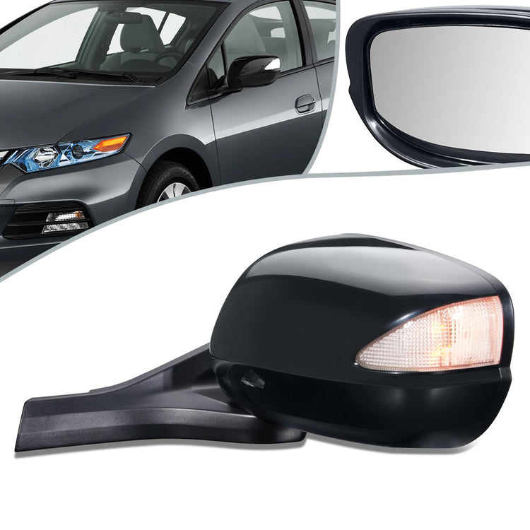 RETROVISOR MIRROR - OEM - 10-18 HONDA INSIGHT - POWERED - HEATED - W/ SIGNAL LIGHT - FOLDING - BLACK MATERIAL - LEFT