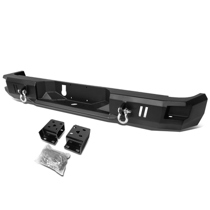 DEFENSA TRASERA OFF ROAD 09-18 DODGE RAM 1500 / 10-18 DODGE RAM 2500, 3500 - W/ D-RING SHACKLES - FITS MODELS WITHOUT REAR SENSORS - BLACK