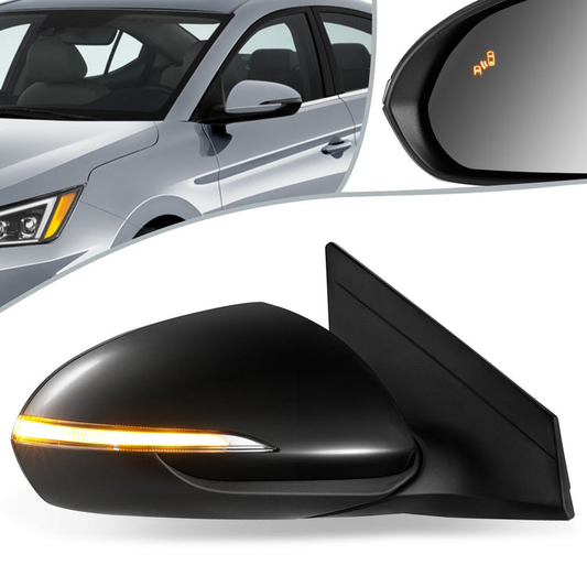 RETROVISOR MIRROR - OEM - 17-18 HYUNDAI ELANTRA - POWERED - HEATED - W/ SIGNAL LIGHT - W/ MEMORY - W/ BSD - FOLDING - BLACK MATERIAL - RIGHT