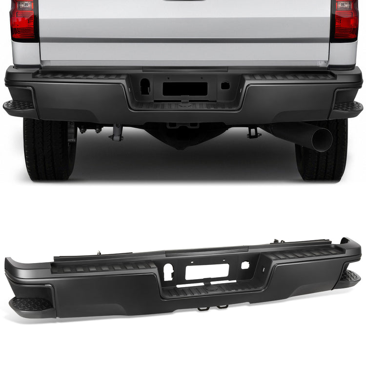 DEFENSA TRASERA 15-19 SILVERADO SIERRA 2500 3500?BLACK WITHOUT SENSOR HOLE?WITH HITCH DRAW BAR?