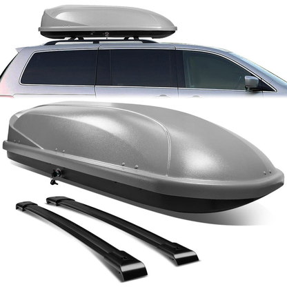 PORTAEQUIPAJE ROOF RACK CROSS BARS + CARGO ROOF BOX - 05-10 HONDA ODYSSEY - MOUNTS ONTO OEM ROOF RAILS ONLY - GRAY