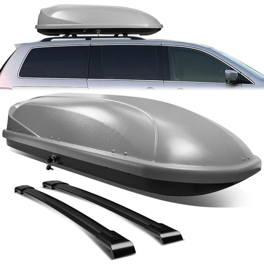 PORTAEQUIPAJE ROOF RACK CROSS BARS + CARGO ROOF BOX - 05-10 HONDA ODYSSEY - MOUNTS ONTO OEM ROOF RAILS ONLY - GRAY