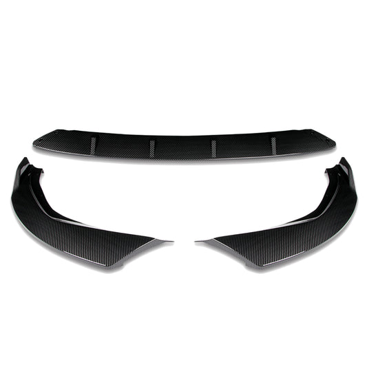 LIP FRONTAL 19-21 BMW G20, 330E, M340I, M340I XDRIVE, 330I - FITS MODELS WITH M-SPORT FRONT BUMPER - REQUIRES DRILLING BUMPER FOR INSTALLATION - 3PC - CARBON FIBER LOOK