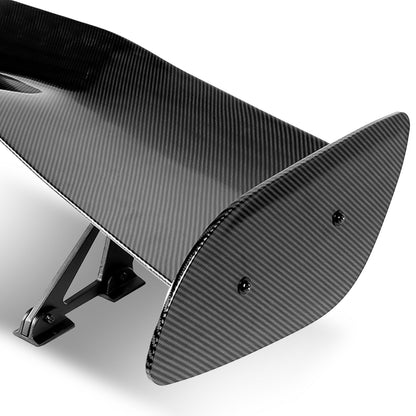 SPOILER SPOILER - UNIVERSAL - 57" TYPE-1 GT STYLE - 58"L X 9.5"W X 8.5"H - FITS VEHICLES WITH 28"W X 6.75"L FLAT TRUNK SPACE - CARBON FIBER LOOK