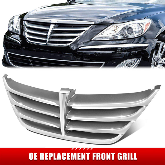 PARRILLA GRILLE - HY GESIS(4D)'09-'14/(2D)10-12/ GRILLE ASS'Y 11-14/ CHROME W/PAINTED SILVER GRAY/ (4D)