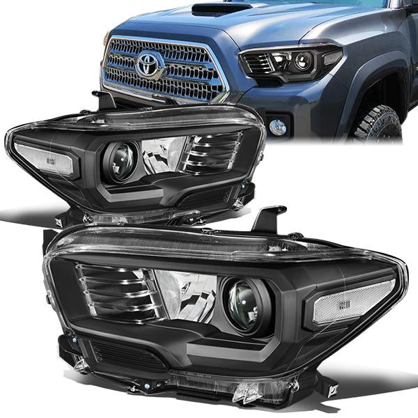 FAROS 16-18 TOYOTA TACOMA - FITS MODELS W/O LED RUNNING LIGHTS - PROJECTOR - H11 LOW / H9 HIGH / 7440 SIGNAL / 2825 MARKER - BLACK HOUSING / CLEAR CORNER
