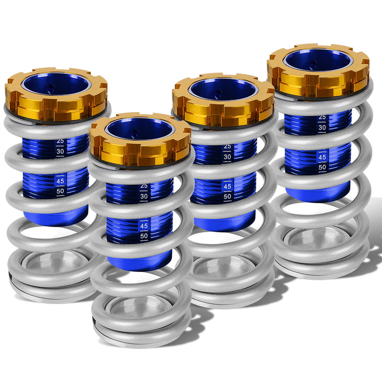 COILOVER 88-00 HONDA CIVIC / 88-91 CRX / 93-97 DEL SOL / 90-01 INTEGRA - SCALE - BLUE SLEEVES / GOLD TOP / SILVER SPRING