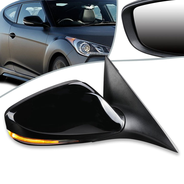 RETROVISOR MIRROR - OEM - 13-14 HYUNDAI VELOSTER - FITS MODELS WITH PANORAMIC SUNROOF - POWERED - HEATED - TEXTURED - BLACK - RIGHT