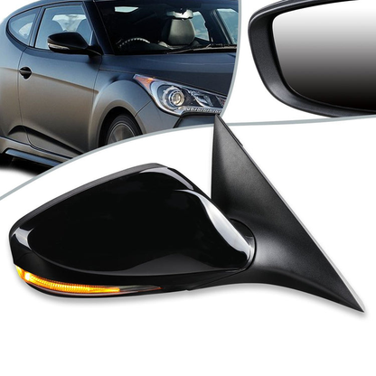 RETROVISOR MIRROR - OEM - 13-14 HYUNDAI VELOSTER - FITS MODELS WITH PANORAMIC SUNROOF - POWERED - HEATED - TEXTURED - BLACK - RIGHT