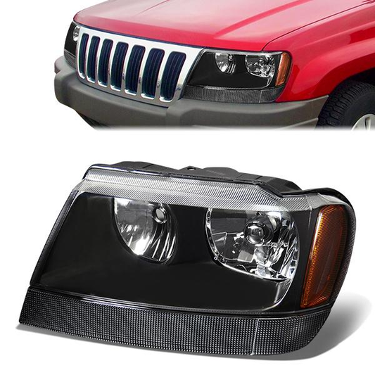 FAROS OE STYLE - 99-04 JEEP GRAND CHEROKEE WJ - 9006XS LOW BEAM / 9005XS HIGH BEAM - BLACK HOUSING - LEFT