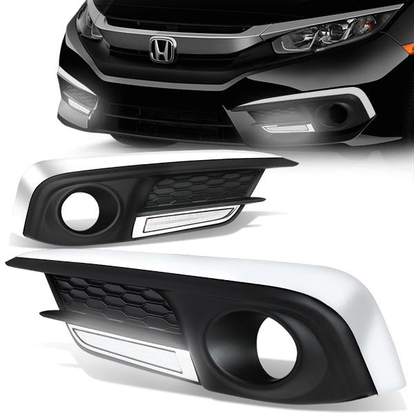 FAROS DE NIEBLA 16-18 HONDA CIVIC SEDAN, COUPE - WITH CHROME TRIM BEZEL - CLEAR