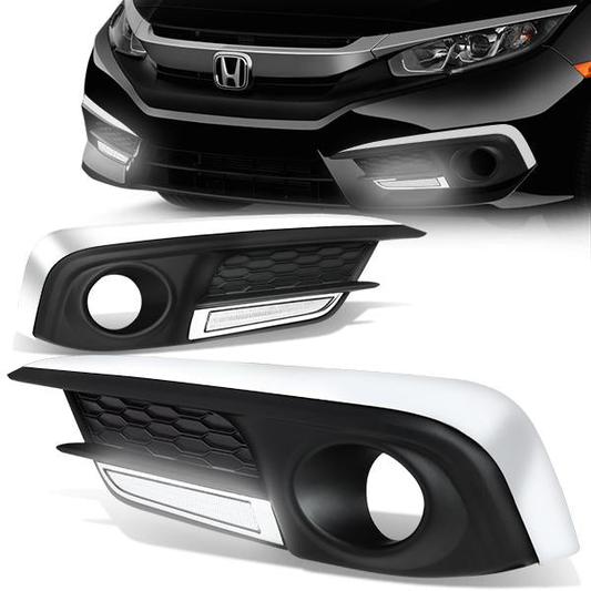 FAROS DE NIEBLA 16-18 HONDA CIVIC SEDAN, COUPE - WITH CHROME TRIM BEZEL - CLEAR