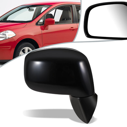 RETROVISOR MIRROR - OEM - 07-11 NISSAN VERSA 4-DR - MANUAL - FOLDING - BLACK MATERIAL - RIGHT