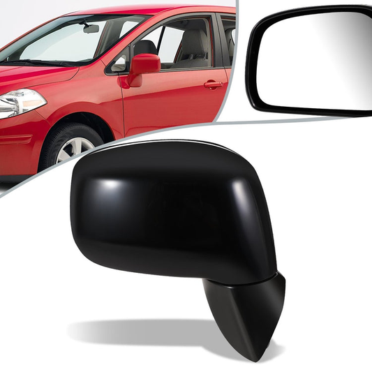 RETROVISOR MIRROR - OEM - 07-11 NISSAN VERSA 4-DR - MANUAL - FOLDING - BLACK MATERIAL - RIGHT