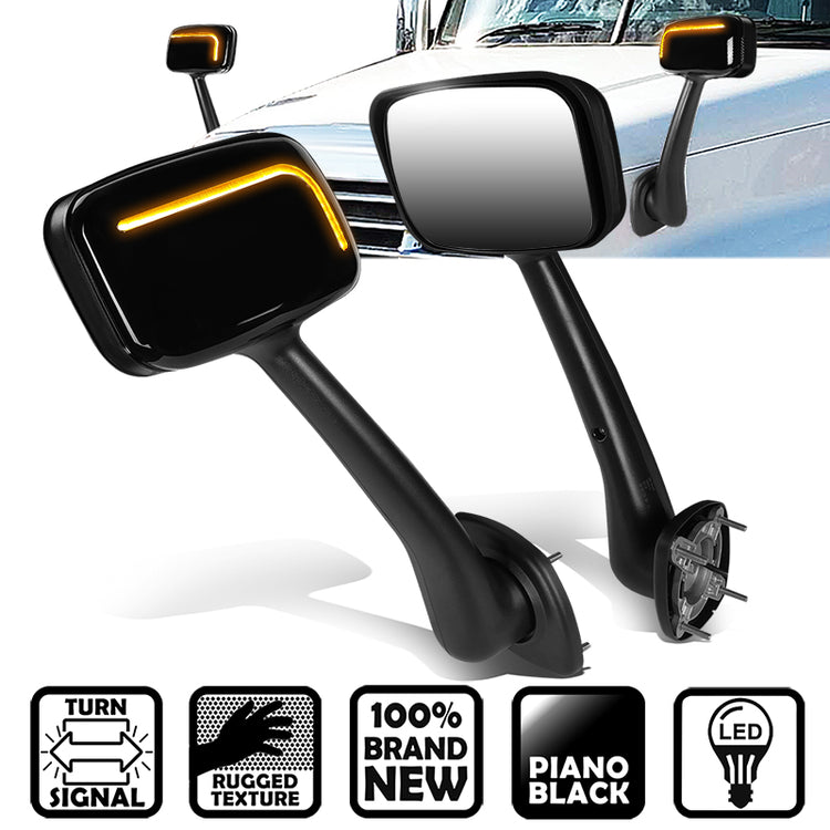 RETROVISOR HOOD MIRROR - 08-17 FREIGHTLINER CASCADIA - MARKER/ TURN SIGNAL LIGHTS NEED TO BE WIRED INTO EXISTING LIGHTING HARNESS - MANUAL - ARROW SEQUENTIAL LED - BLACK
