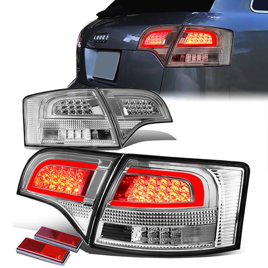 FAROS TRASEROS 05-08 AUDI S4 , A4 , A4 QUATTRO - 3D - TRON STYLE LED - CLEAR / RED