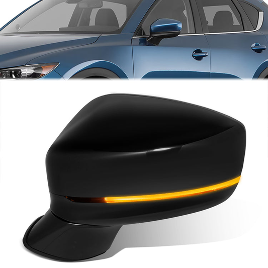 RETROVISOR MIRROR - OE STYLE - MAZDA CX-5 17-18 - WITH POWER WITH HEATED WITH SIGNAL - DRIVER SIDE - PAINT TO MATCH - BLACK