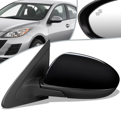 RETROVISOR MIRROR - OEM - 10-13 MAZDA 3 - POWERED - HEATED - W/ BSD - FOLDING - BLACK MATERIAL - LEFT