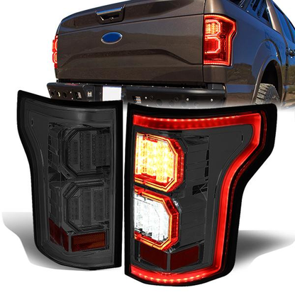FAROS TRASEROS 15-17 FORD F-150 - 3D STRIP - TRON STYLE - LED - CHROME / SMOKE