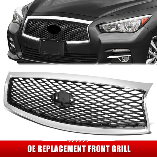 PARRILLA GRILLE - IN Q50 (4D) 14-17/18-22/ GRILLE ASS'Y 14-17/ SILVER BLACK W/CHROME FRAME/ (W/O VIEW CAMERA)
