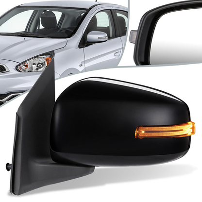 RETROVISOR MIRROR - OEM - 14-15 MITSUBISHI MIRAGE, COLT - POWERED - W/ SIGNAL LIGHT - FOLDING - BLACK MATERIAL - LEFT