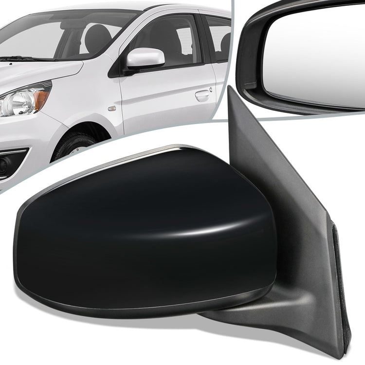 RETROVISOR MIRROR - OEM - 14-15 MITSUBISHI MIRAGE, COLT - POWERED - FOLDING - BLACK MATERIAL - RIGHT