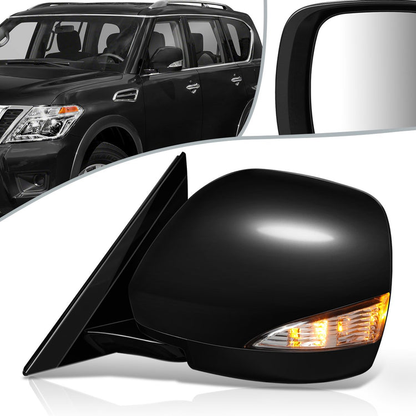 RETROVISOR MIRROR - OEM - 16+ NISSAN TITAN, ARMADA - POWERED - HEATED - W/ SIGNAL LIGHT - POWER FOLDING - TEXTURED - BLACK - LEFT
