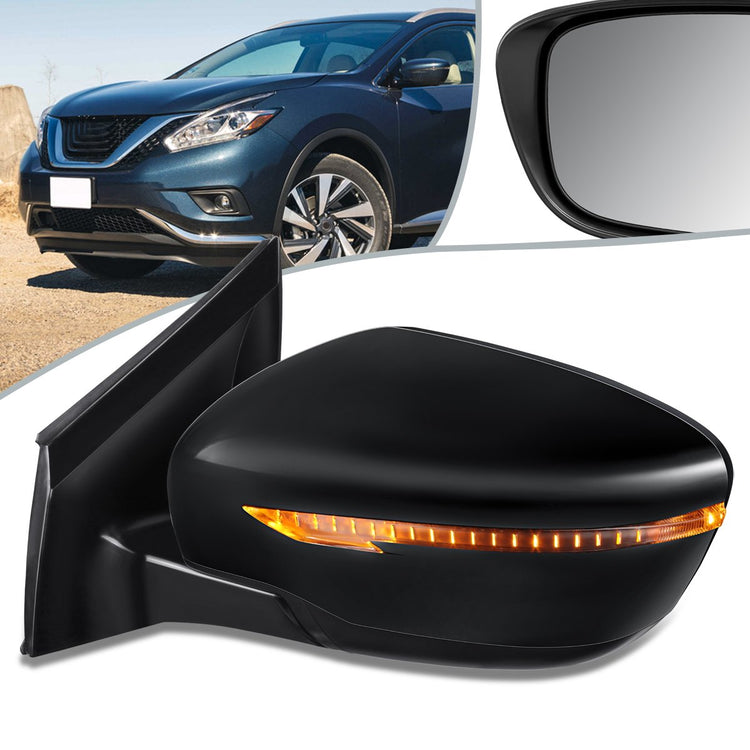 RETROVISOR MIRROR - OEM - 15-18 NISSAN MURANO - POWERED - W/ SIGNAL - FOLDING - BLACK MATERIAL - LEFT