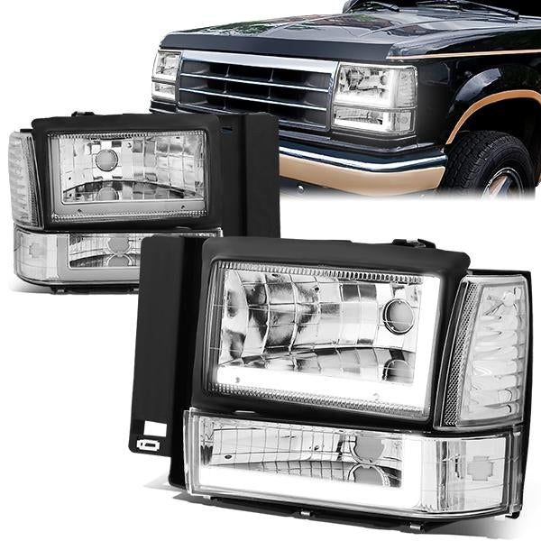 FAROS 91-94 FORD EXPLORER - LED RUNNING LIGHTS REQUIRE TAPPING INTO EXISTING WIRING - LED DRL - CHROME HOUSING / CLEAR CORNER - 9004 LOW BEAM / 9004 HIGH BEAM