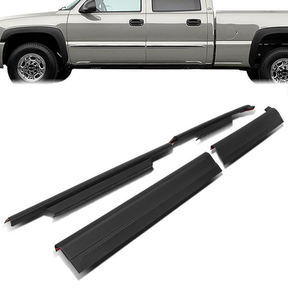 nan ROCKER PANEL / SILL PLATE - 4PCS - 99-06 CHEVY SILVERADO 1500, GMC SIERRA 1500 / 99-04 CHEVY SILVERADO 2500, GMC SIERRA 2500 / 01-06 CHEVY SILVERADO 2500HD, 3500, GMC SIERRA 2500HD, 3500 - FITS CREW CAB MODELS - BLACK