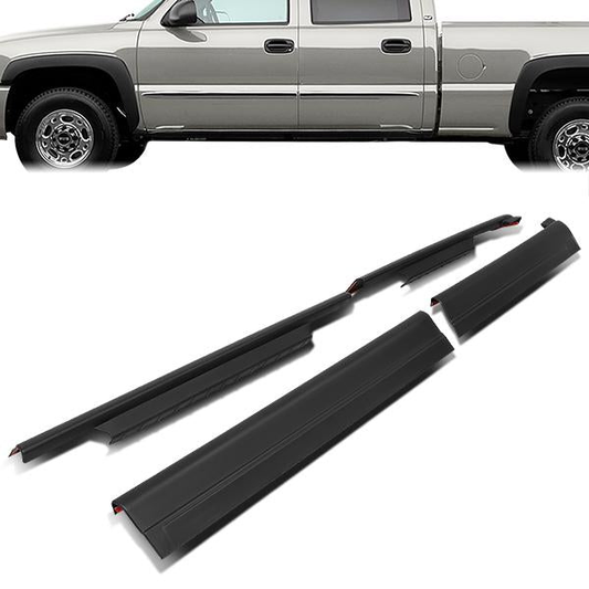 nan ROCKER PANEL / SILL PLATE - 4PCS - 99-06 CHEVY SILVERADO 1500, GMC SIERRA 1500 / 99-04 CHEVY SILVERADO 2500, GMC SIERRA 2500 / 01-06 CHEVY SILVERADO 2500HD, 3500, GMC SIERRA 2500HD, 3500 - FITS CREW CAB MODELS - BLACK