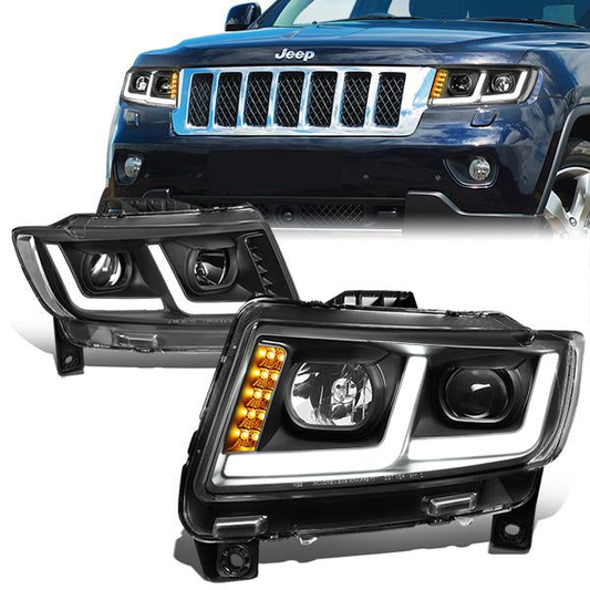 FAROS 11-13 JEEP GRAND CHEROKEE - FITS MODELS WITH HALOGEN HEADLIGHTS ONLY - PROJECTOR LOW BEAM - BLACK HOUSING / CLEAR CORNER - H1 LOW BEAM / 9005 HIGH BEAM