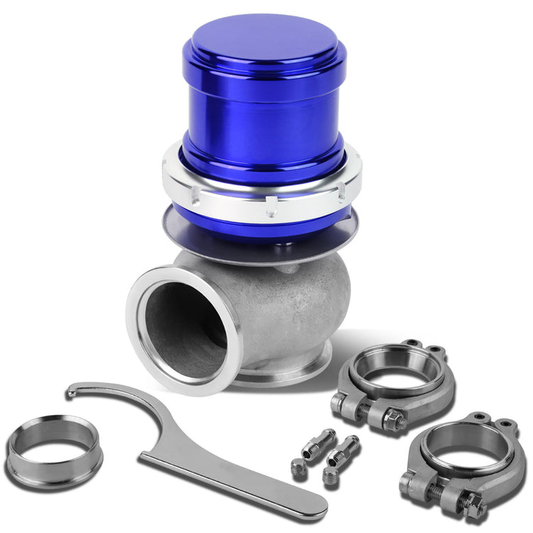 VALVULA DE ALIVIO WASTEGATE - 40MM - CAST STEEL - TALL - V-BAND - 14PSI - BLUE