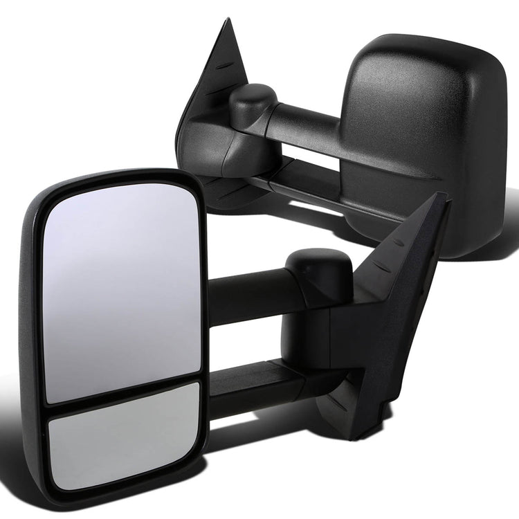RETROVISORES EXTENDIBLES TOWING MIRROR - 07-12 CHEVY SILVERADO / GMC SIERRA - PAIR - MANUAL W/O HEATED W/O SIGNAL - BLACK