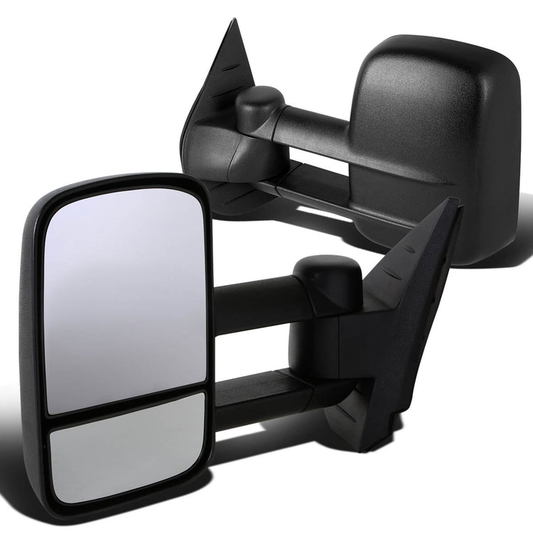 RETROVISORES EXTENDIBLES TOWING MIRROR - 07-12 CHEVY SILVERADO / GMC SIERRA - PAIR - MANUAL W/O HEATED W/O SIGNAL - BLACK