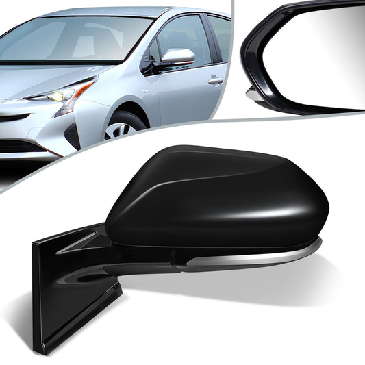 RETROVISOR MIRROR - OEM - 16-18 TOYOTA PRIUS - POWERED - HEATED - FOLDING - BLACK MATERIAL - LEFT