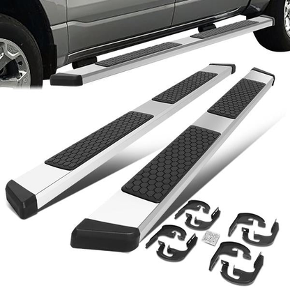 ESTRIBOS 5.5" - HONEYCOMB STEP PAD - 04-14 FORD F-150 - CREW CAB - CHROME / BLACK